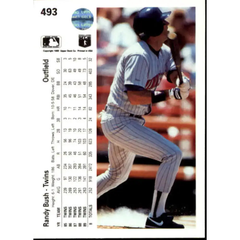 1990 Upper Deck #493 Randy Bush NM-MT Minnesota Twins Baseball Card - Baseball Card Single