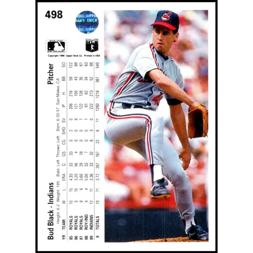 1990 Upper Deck #498 Bud Black NM-MT Cleveland Indians Baseball Card - Baseball Card Single