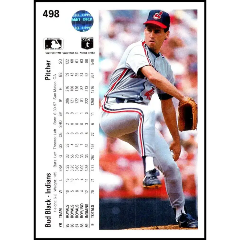1990 Upper Deck #498 Bud Black NM-MT Cleveland Indians Baseball Card - Baseball Card Single