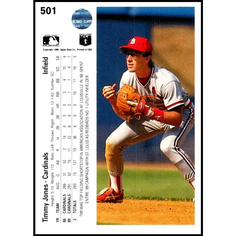 1990 Upper Deck #501 Tim Jones NM-MT St. Louis Cardinals Baseball Card - Baseball Card Single