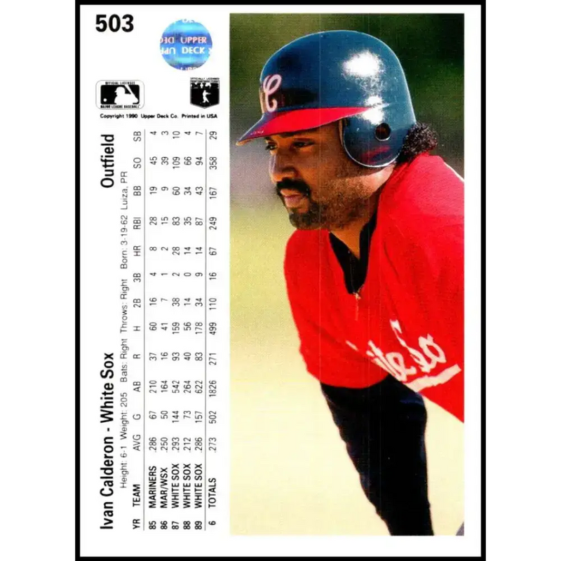 1990 Upper Deck #503 Ivan Calderon NM-MT Chicago White Sox Baseball Card - Baseball Card Single
