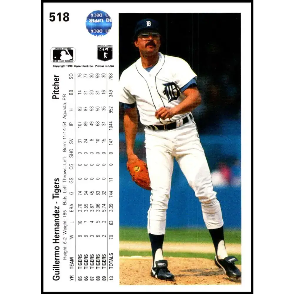 1990 Upper Deck #518 Guillermo Hernandez NM-MT Detroit Tigers Baseball Card - Baseball Card Single
