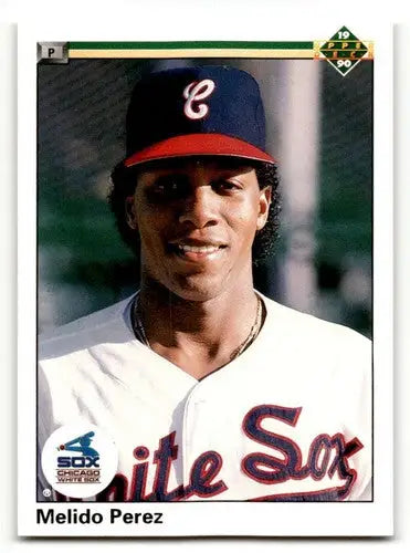 Original gloss Melido Perez Chicago White Sox baseball card from 1990 Upper Deck #525