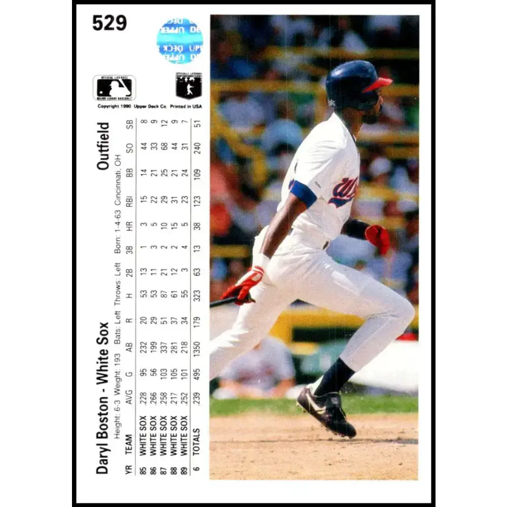 1990 Upper Deck #529 Daryl Boston NM-MT Chicago White Sox Baseball Card - Baseball Card Single