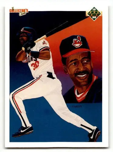 1990 Upper Deck Joe Carter Cleveland Indians baseball card with batting stance and portrait