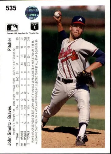 1990 Upper Deck #535 John Smoltz NM-MT Braves - Baseball Card Single