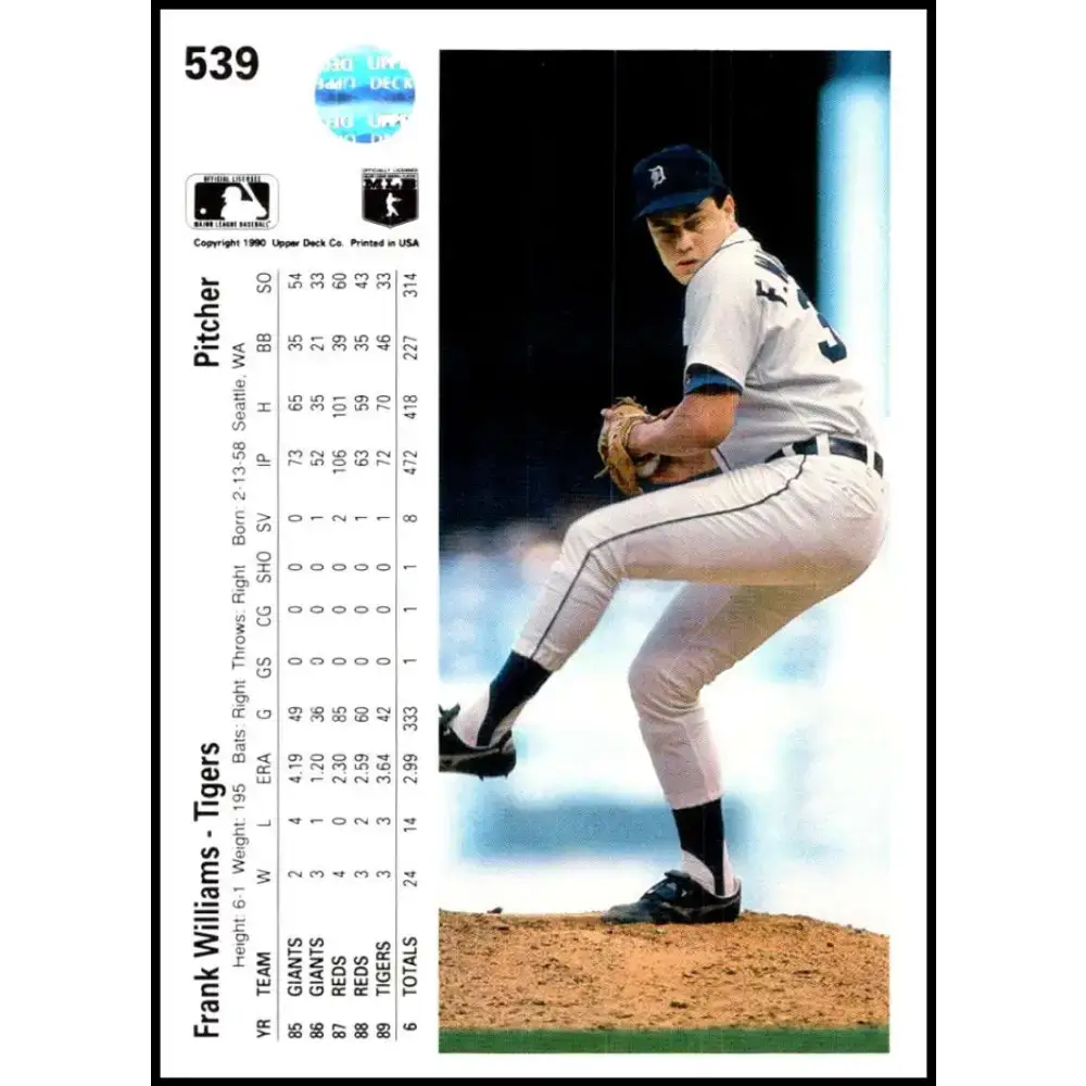 1990 Upper Deck #539 Frank Williams NM-MT Detroit Tigers Baseball Card - Baseball Card Single