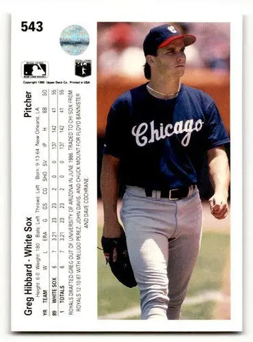 1990 Upper Deck #543 Greg Hibbard Chicago White Sox Baseball Cards E ID:59512 - Baseball Card Single