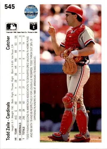 1990 Upper Deck #545 Todd Zeile NM-MT Cardinals ID:45973 - Baseball Card Single