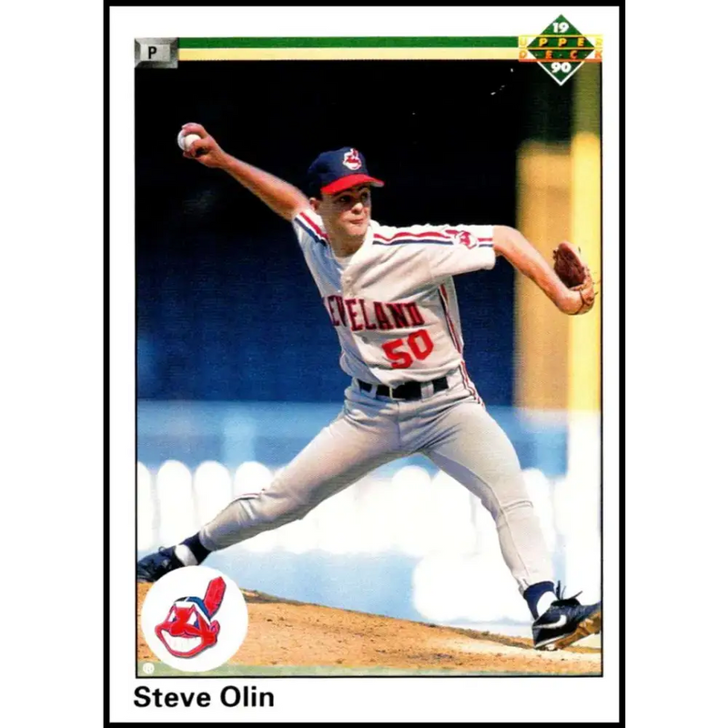 1990 Upper Deck #553 Steve Olin NM-MT RC Rookie Cleveland Indians Baseball Card - Baseball Card Single