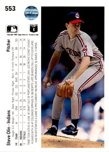 1990 Upper Deck #553 Steve Olin NM Near Mint RC Rookie Indians ID:46139 - Baseball Card Single