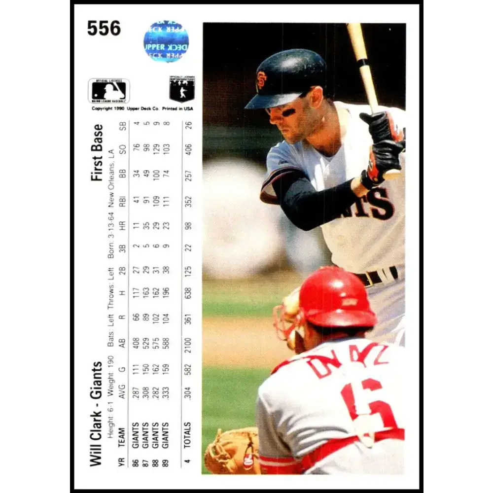 1990 Upper Deck #556 Will Clark NM-MT San Francisco Giants Baseball Card - Baseball Card Single