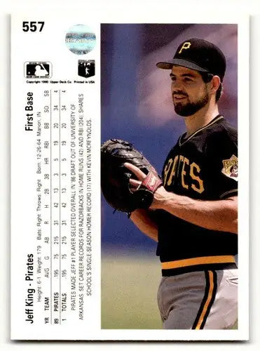 Original gloss Jeff King Pittsburgh baseball card featuring Jeff King Pittsburgh Pirates