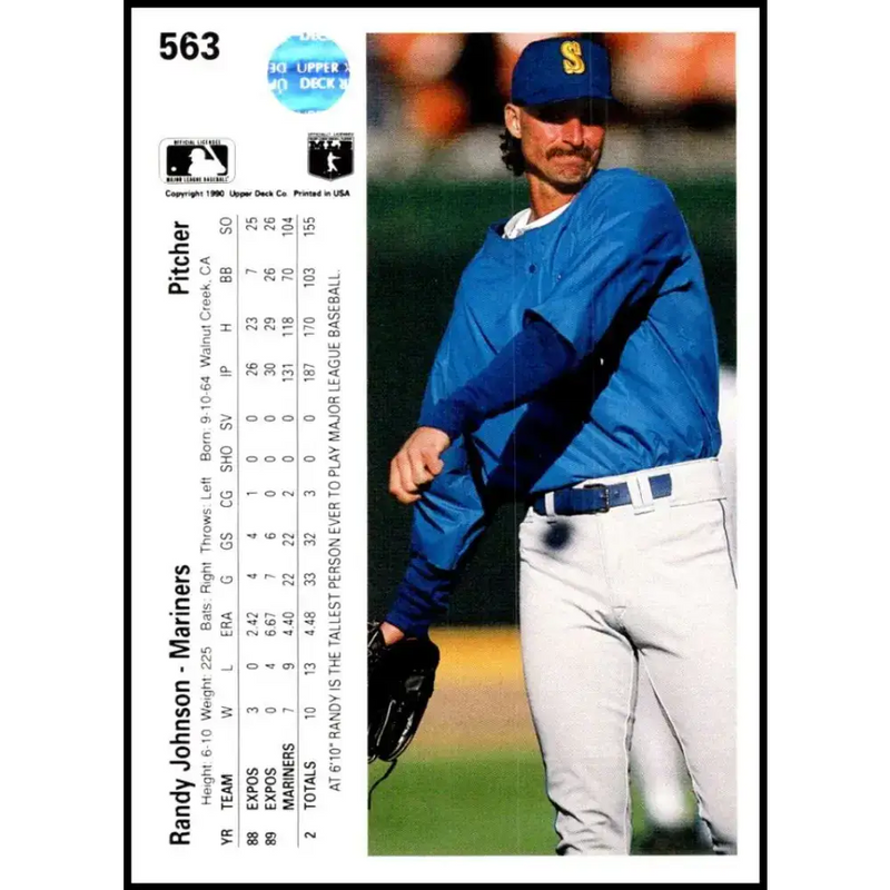 1990 Upper Deck #563 Randy Johnson NM-MT Seattle Mariners Baseball Card - Baseball Card Single