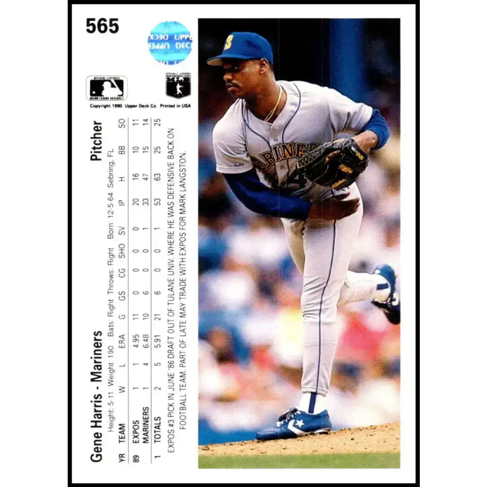 1990 Upper Deck #565 Gene Harris NM-MT Seattle Mariners Baseball Card - Baseball Card Single