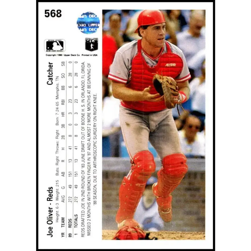 1990 Upper Deck #568 Joe Oliver NM-MT Cincinnati Reds Baseball Card - Baseball Card Single