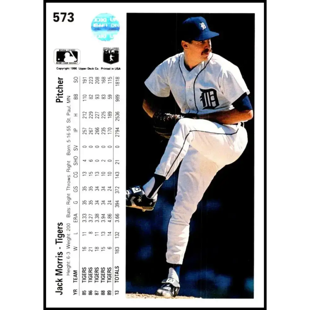 1990 Upper Deck #573 Jack Morris NM-MT Detroit Tigers Baseball Card - Baseball Card Single