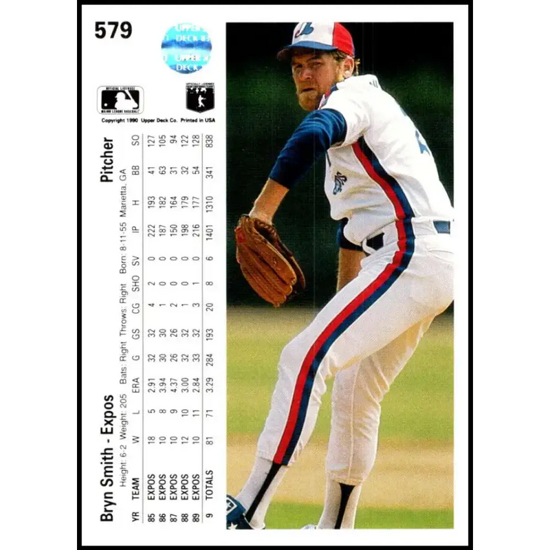 1990 Upper Deck #579 Bryn Smith NM-MT Montreal Expos Baseball Card - Baseball Card Single