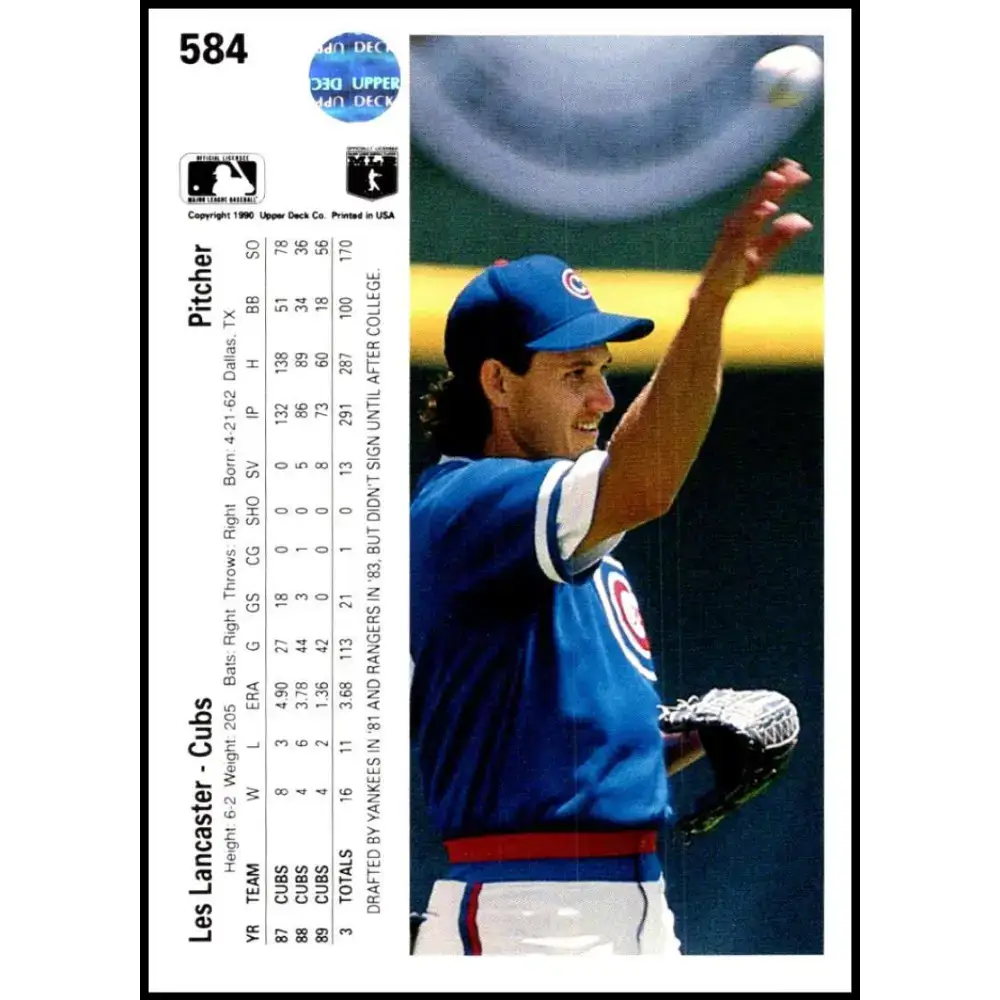 1990 Upper Deck #584 Les Lancaster NM-MT Chicago Cubs Baseball Card - Baseball Card Single
