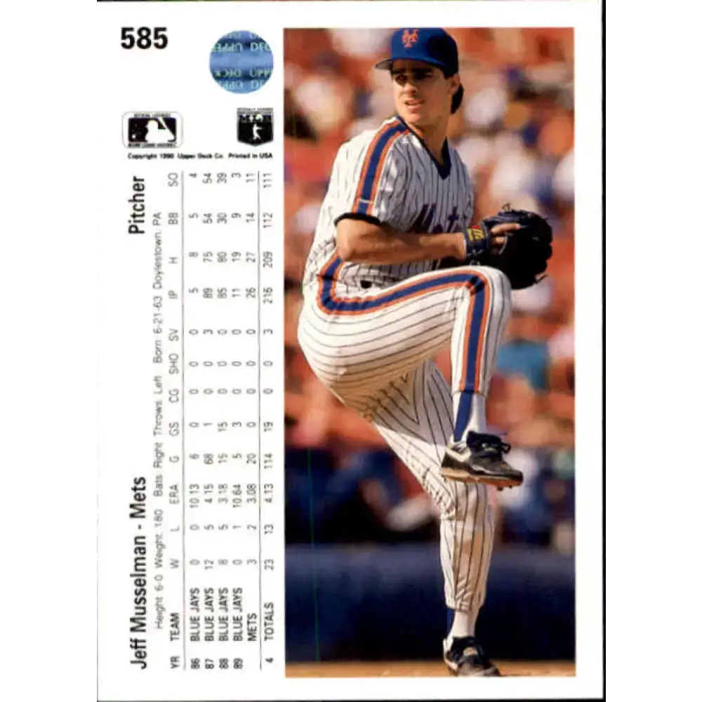 1990 Upper Deck #585 Jeff Musselman NM-MT New York Mets Baseball Card - Baseball Card Single