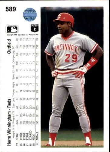 Herm Winningham baseball card from 1990 Upper Deck with original gloss and vibrant colors