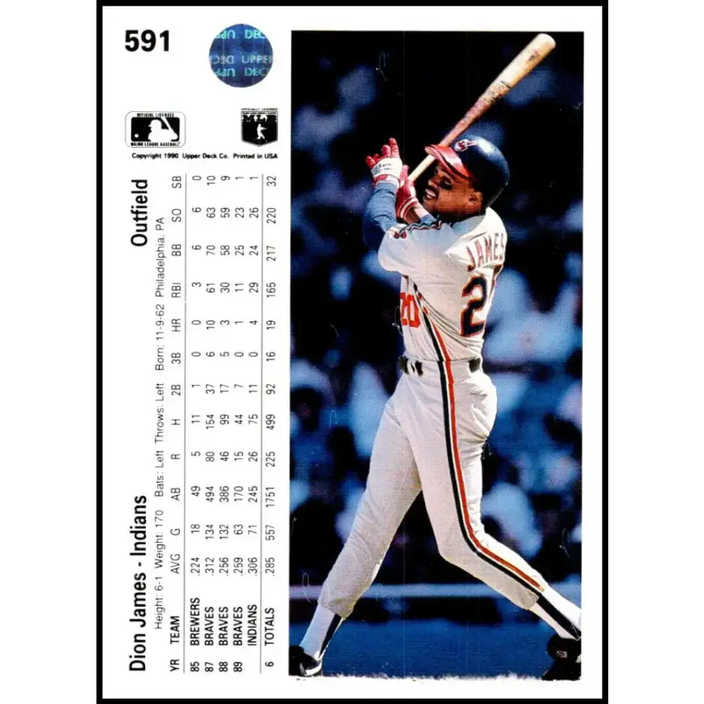 1990 Upper Deck #591 Dion James NM-MT Cleveland Indians Baseball Card - Baseball Card Single
