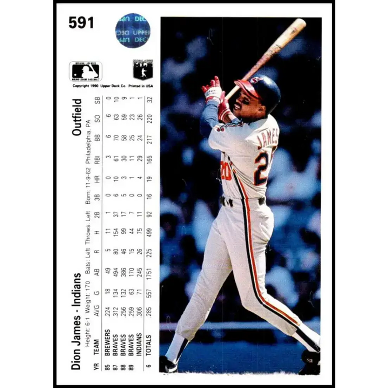 1990 Upper Deck #591 Dion James NM-MT Cleveland Indians Baseball Card - Baseball Card Single
