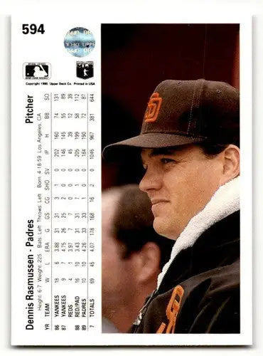 Original gloss 1990 Upper Deck Dennis Rasmussen San Diego Padres baseball card