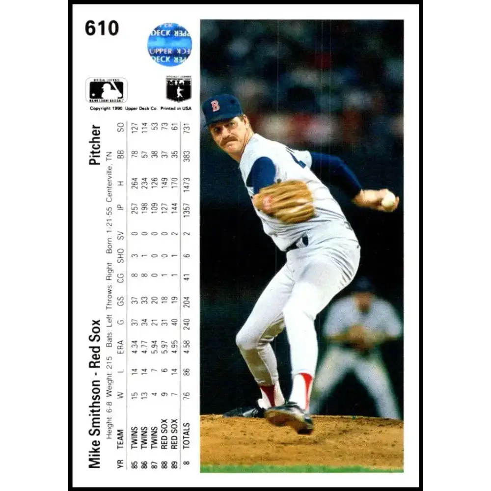 1990 Upper Deck #610 Mike Smithson NM-MT Boston Red Sox Baseball Card - Baseball Card Single