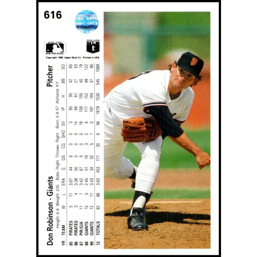 1990 Upper Deck #616 Don Robinson NM-MT San Francisco Giants Baseball Card - Baseball Card Single