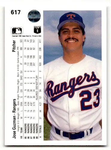 1990 Upper Deck #617 Jose Guzman Texas Rangers Baseball Cards EX/NM ID:54188 - Baseball Card Single