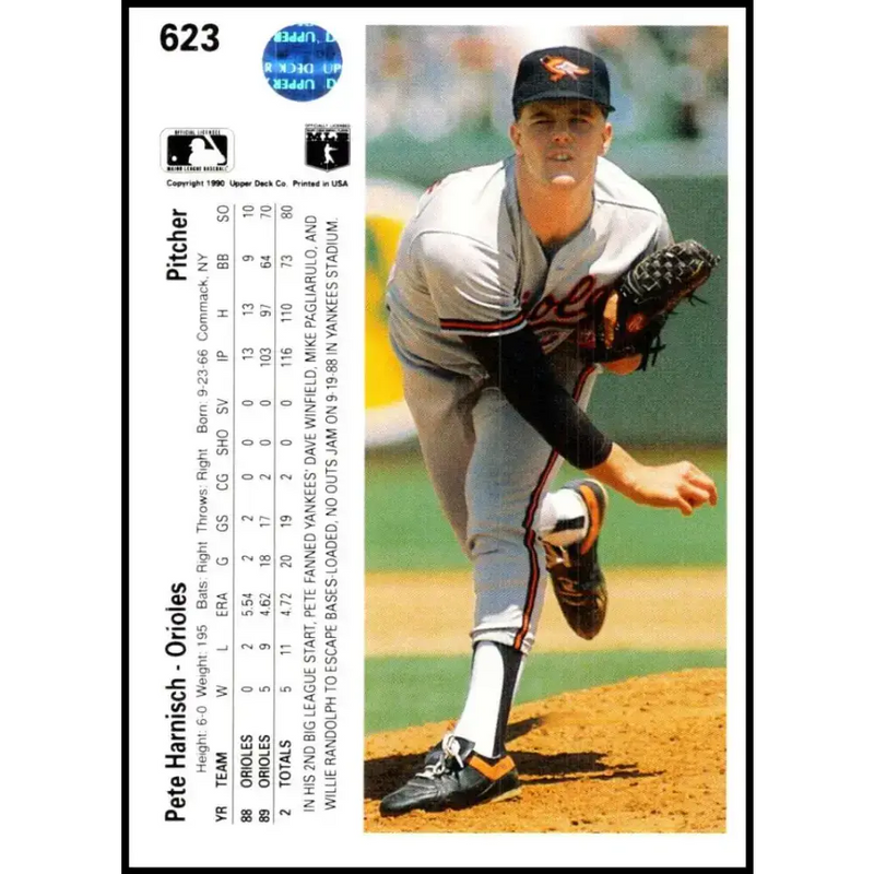 1990 Upper Deck #623 Pete Harnisch NM-MT Baltimore Orioles Baseball Card - Baseball Card Single