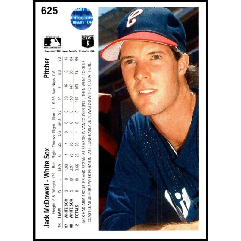 1990 Upper Deck #625 Jack McDowell NM-MT Chicago White Sox Baseball Card - Baseball Card Single