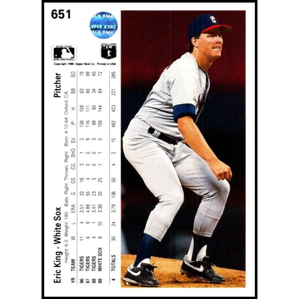 1990 Upper Deck #651 Eric King NM-MT Chicago White Sox Baseball Card - Baseball Card Single