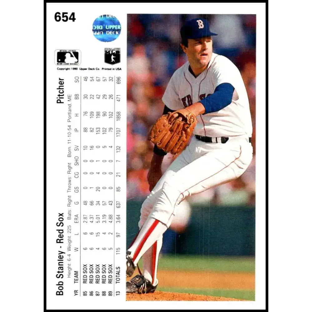 1990 Upper Deck #654 Bob Stanley NM-MT Boston Red Sox Baseball Card - Baseball Card Single