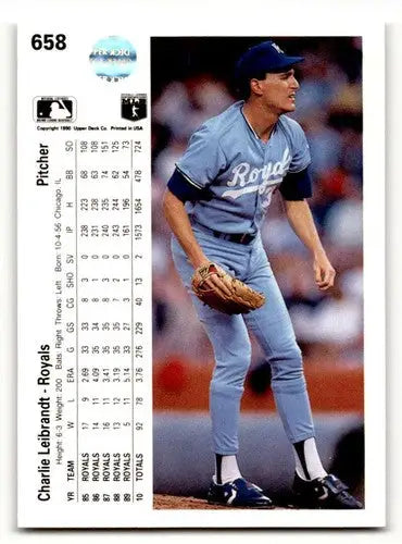 1990 Upper Deck #658 Charlie Leibrandt Kansas City Royals Baseball C ID:54205 - Baseball Card Single