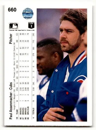 Vintage 1990 Upper Deck Paul Assenmacher Chicago Cubs baseball card with original gloss
