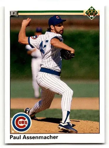 Original gloss Paul Assenmacher Chicago baseball card from 1990 Upper Deck Cubs collection