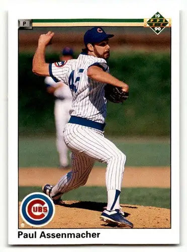 Original gloss Paul Assenmacher Chicago 1990 Upper Deck baseball card featuring Assenmacher Chicago Cubs