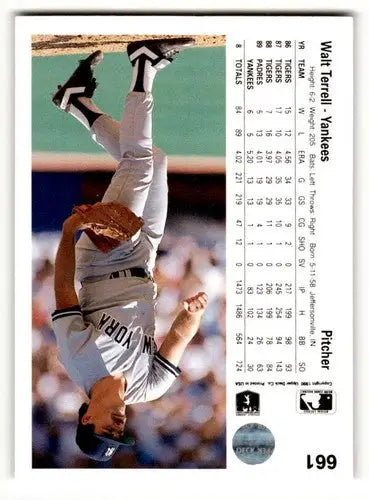 1990 Upper Deck #661 Walt Terrell New York Yankees Baseball Cards EX ID:54173 - Baseball Card Single