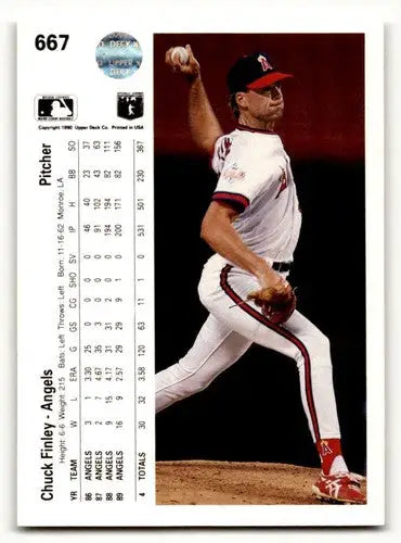 1990 Upper Deck #667 Chuck Finley California Angels Baseball Cards E ID:60835 - Baseball Card Single
