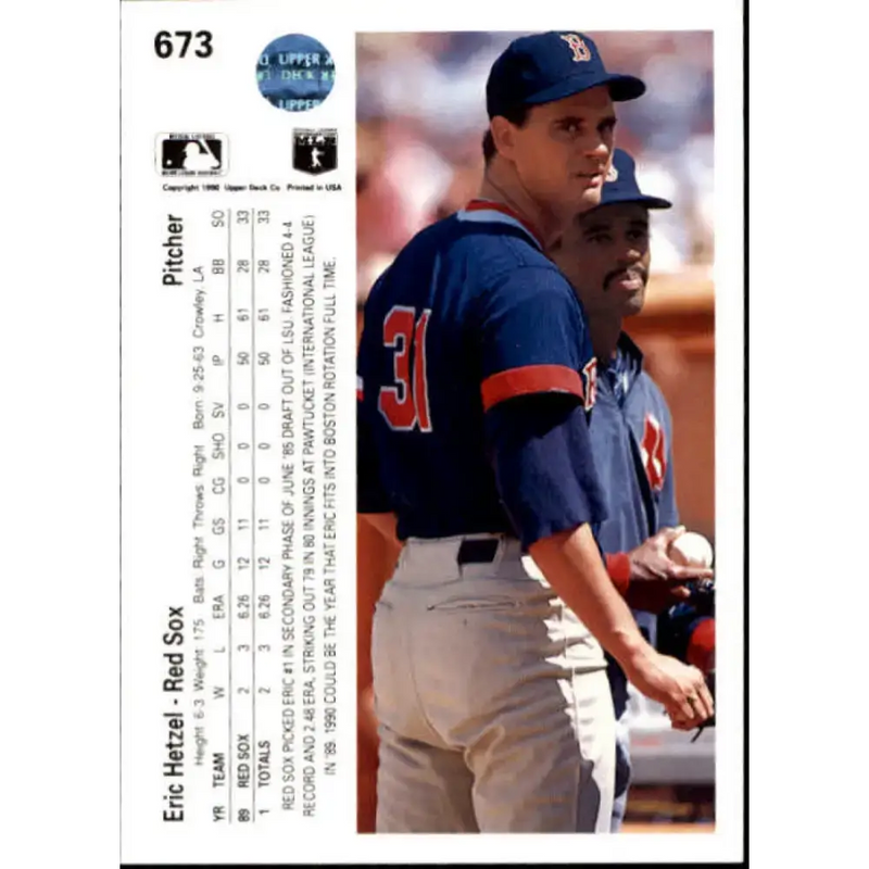 1990 Upper Deck #673 Eric Hetzel NM-MT Boston Red Sox Baseball Card - Baseball Card Single