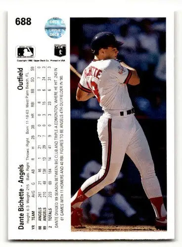 Original gloss 1990 Upper Deck Dante Bichette California Angels baseball card