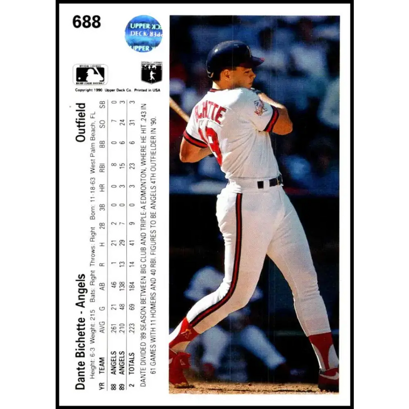 1990 Upper Deck #688 Dante Bichette NM-MT California Angels Baseball Card - Baseball Card Single