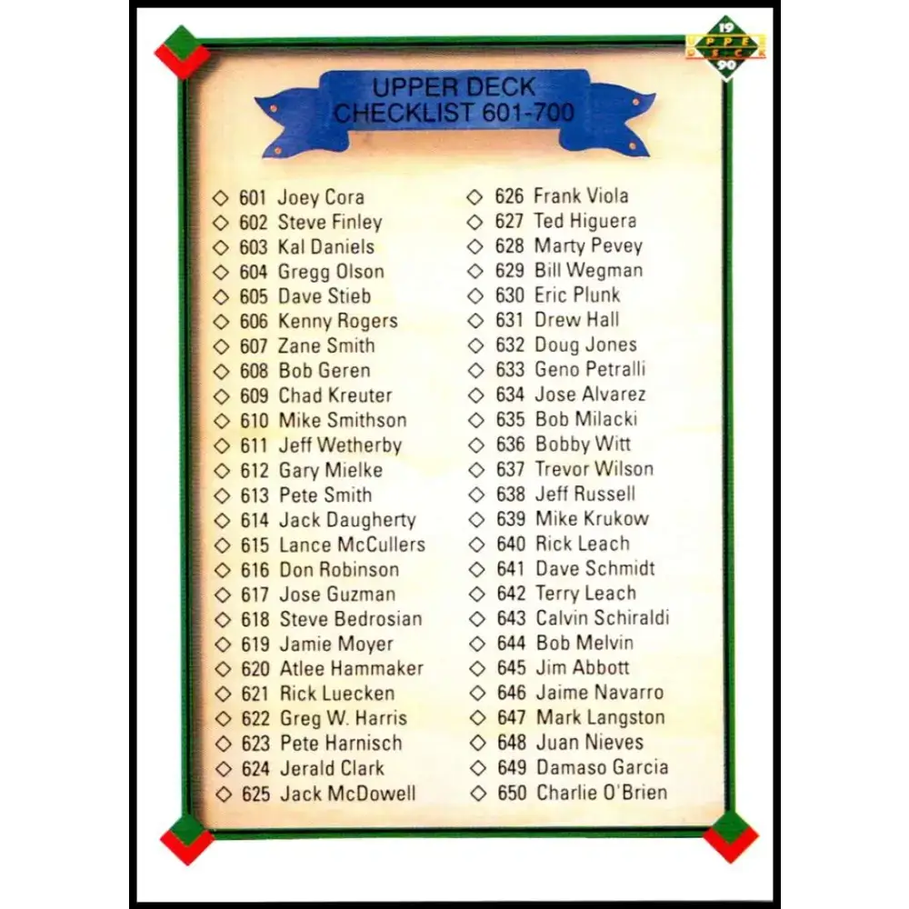 1990 Upper Deck #700b Checklist 601-700 COR NM-MT Checklist Baseball Card - Baseball Card Single