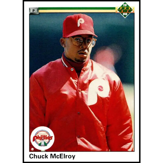 1990 Upper Deck #706 Chuck McElroy NM-MT RC Rookie Philadelphia Phillies Baseball Card - Baseball Card Single