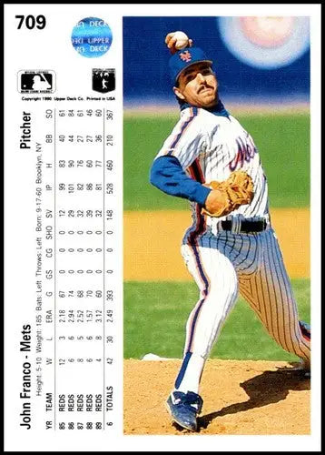 1990 Upper Deck John Franco baseball card with original gloss from Mets collection
