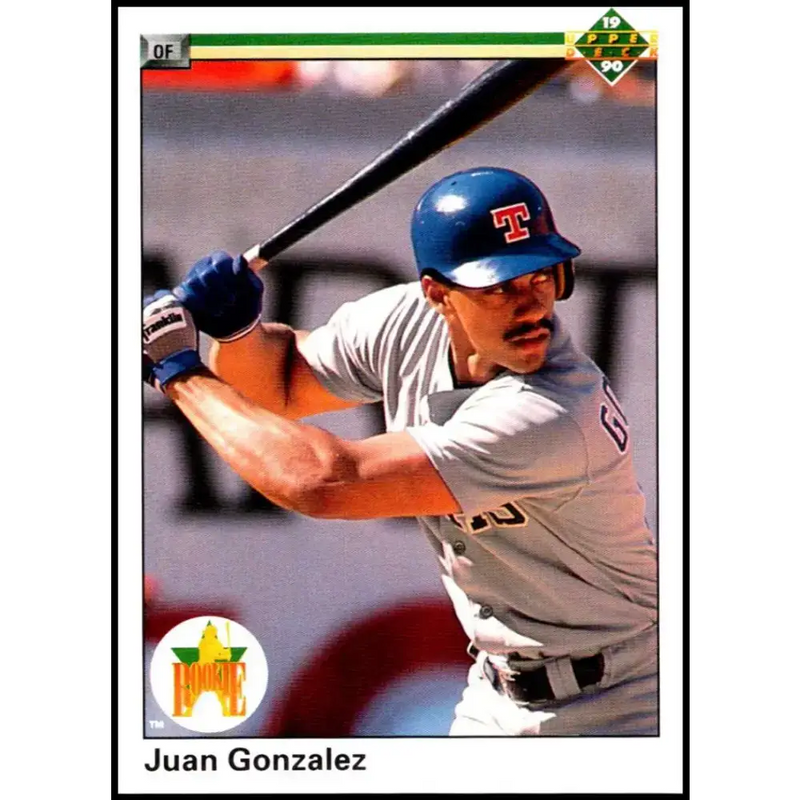1990 Upper Deck #72 Juan Gonzalez UER NM-MT RC Rookie Texas Rangers Baseball Card - Baseball Card Single