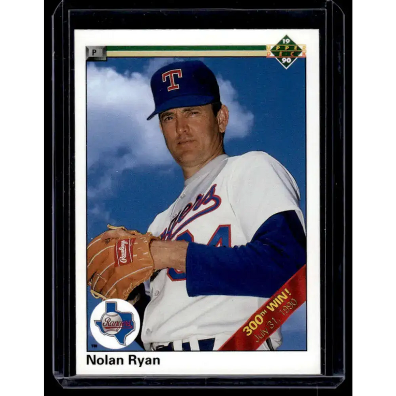 1990 Upper Deck #734b Nolan Ryan 6th No-Hitter / 300th Win Texas Rangers NM-MT Baseball Card - Baseball Card Single