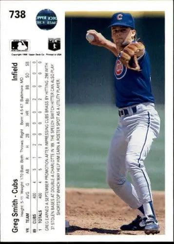 1990 Upper Deck #738 Greg Smith NM-MT RC Rookie Cubs ID:13626 - Baseball Card Single